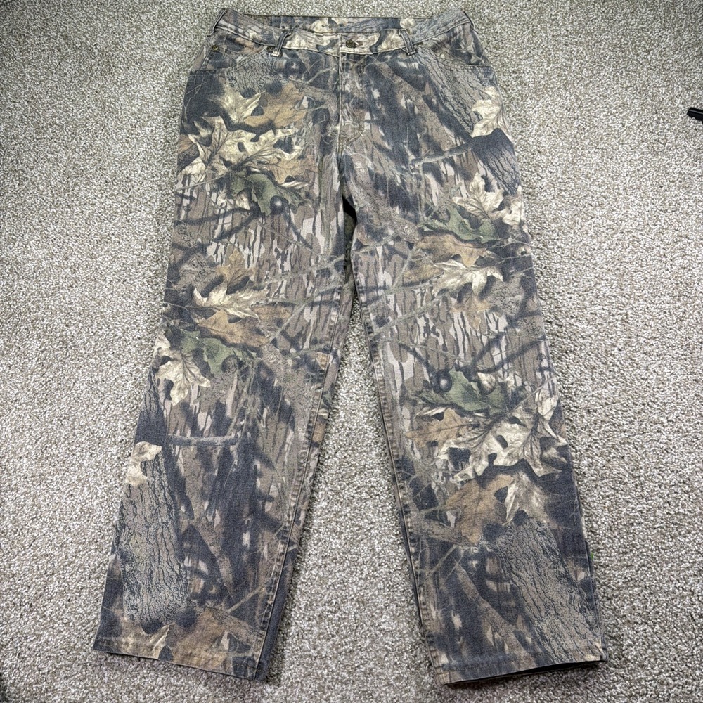 Vintage Cabelas Camo Pants Men's Mossy Oak USA Made Size 36/30 Riveted Denim Sty - Picture 1 of 9